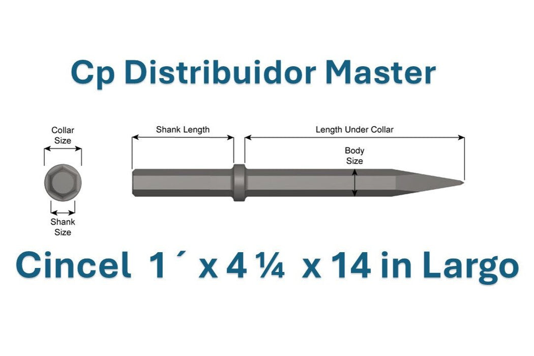 Cincel Neumático de Punta 14" largo con Vástago 1" x 4 1/4" 21200