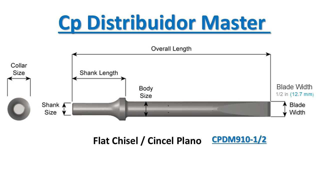 Cincel 910 1/2 de 6-1/2 pulg. 165,1 mm ancho de hoja 1/2 pulg. 12,7mm vástago de 0,401