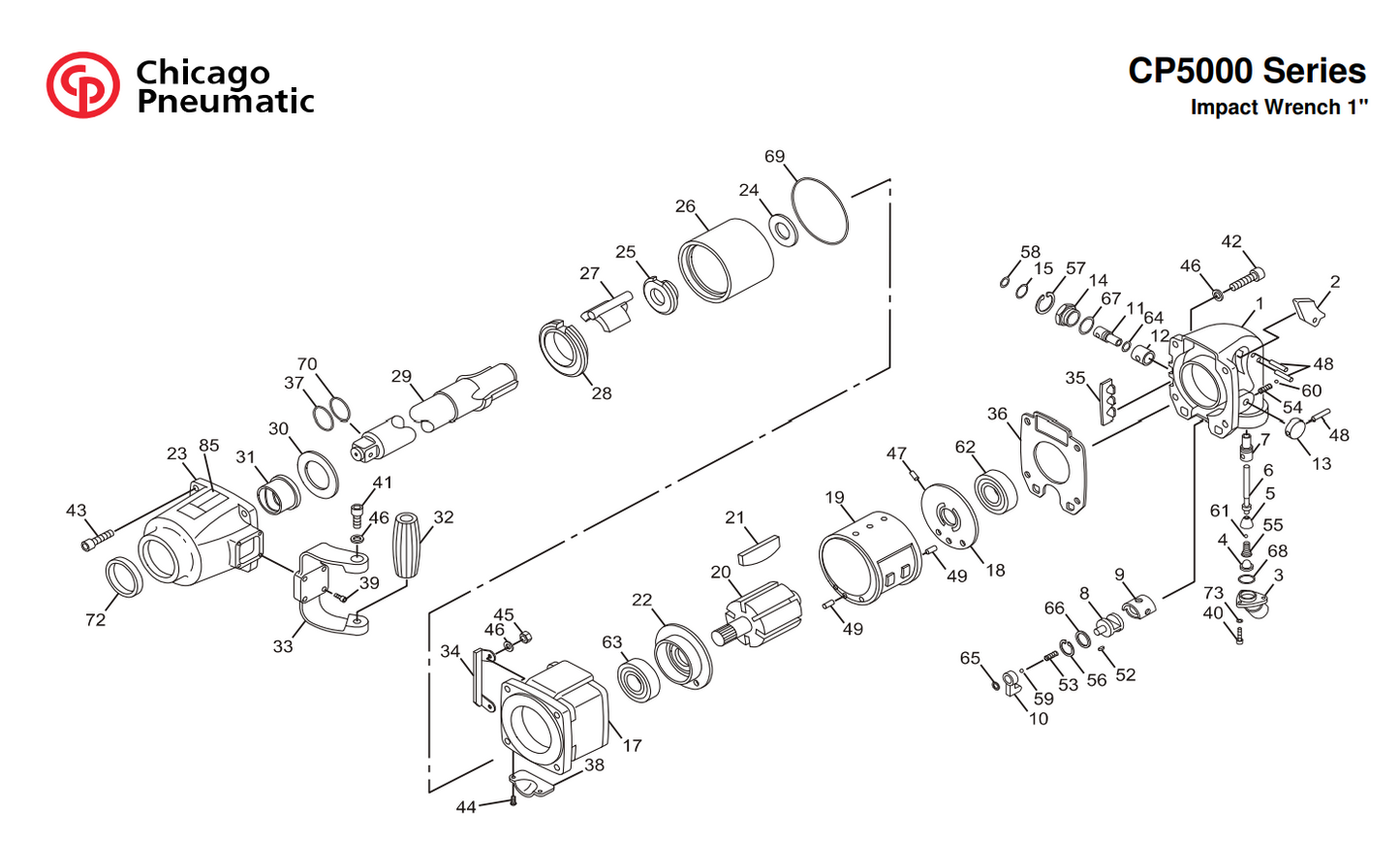 Pistola llave de impacto de 1" Pulg Cp 5000 Chicago Pneumatic