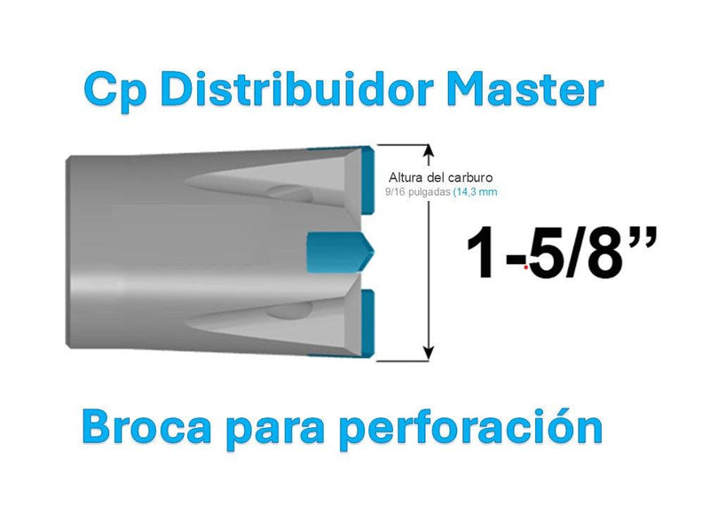 Broca de Carburo para Roca 1-5/8 in con Rosca en H  Herramienta Multiusos para Perforación de Materiales Duros 63240 linea de brocas de perforacion