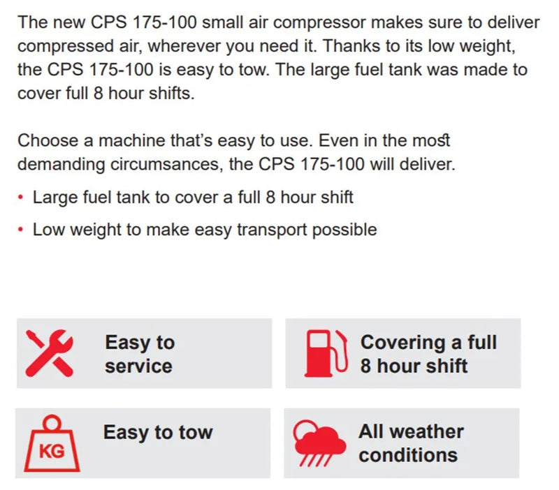CP175-100 Compresor Diesel Chicago Pneumatic