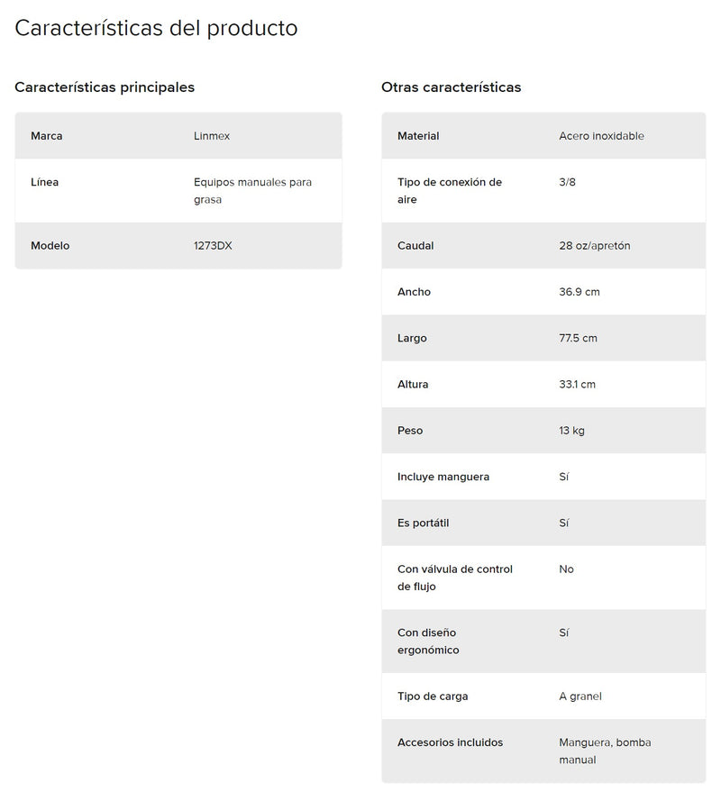 Bomba Engrasadora Manual Con Capacidad De 19 Kg 1273DX
