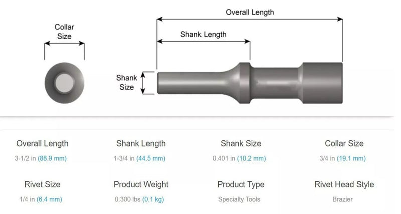 Suaje 1621 O Buterola Para Remache Solido De 1/4 Brazier