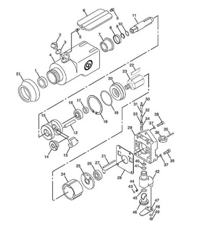 Cp 722 Pistola llave Neumática De Impacto 3/8 tipo mariposa