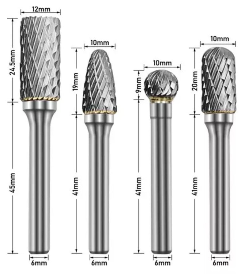 Juego De Fresas Rotativas De Tungsteno, Limas Rotativas para turbina y amoladora