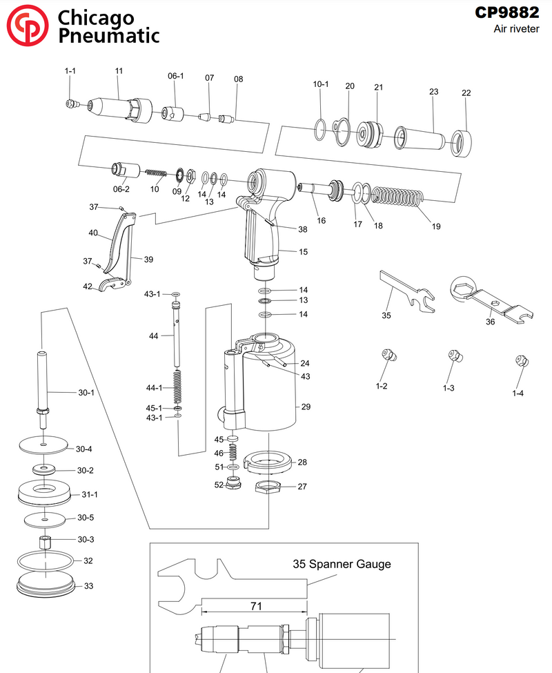 Remachadora Hidro Neumatica Cp 9882 Chicago Pneumatic para remache de aluminio pop