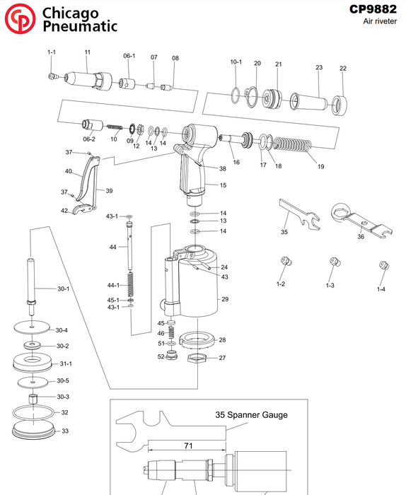 Remachadora Hidro Neumatica Cp 9882 Chicago Pneumatic para remache de aluminio pop