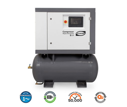 Compresor de Tornillo 5HP 220V 1F Tanque Incluido 5 HP
