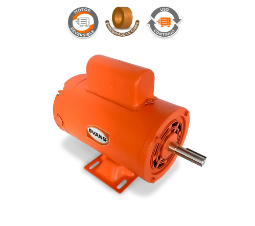Motor Eléctrico 4 Polos 1/2 HP Monofásico Reversible 110 220 V- Potencia y Versatilidad para Múltiples Aplicaciones Evans