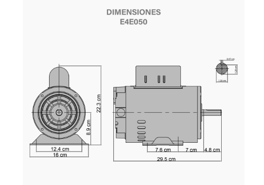 Motor Eléctrico 4 Polos 1/2 HP Monofásico Reversible 110 220 V- Potencia y Versatilidad para Múltiples Aplicaciones Evans