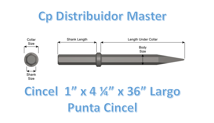 Cincel 1" x 4 1/4 punta lápiz de 36 " largo para construcción 24200