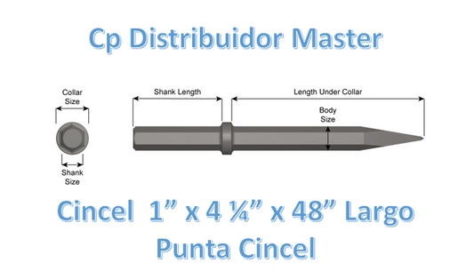 Cincel 1" x 4 1/4 punta lápiz de 48" largo para construcción 25200