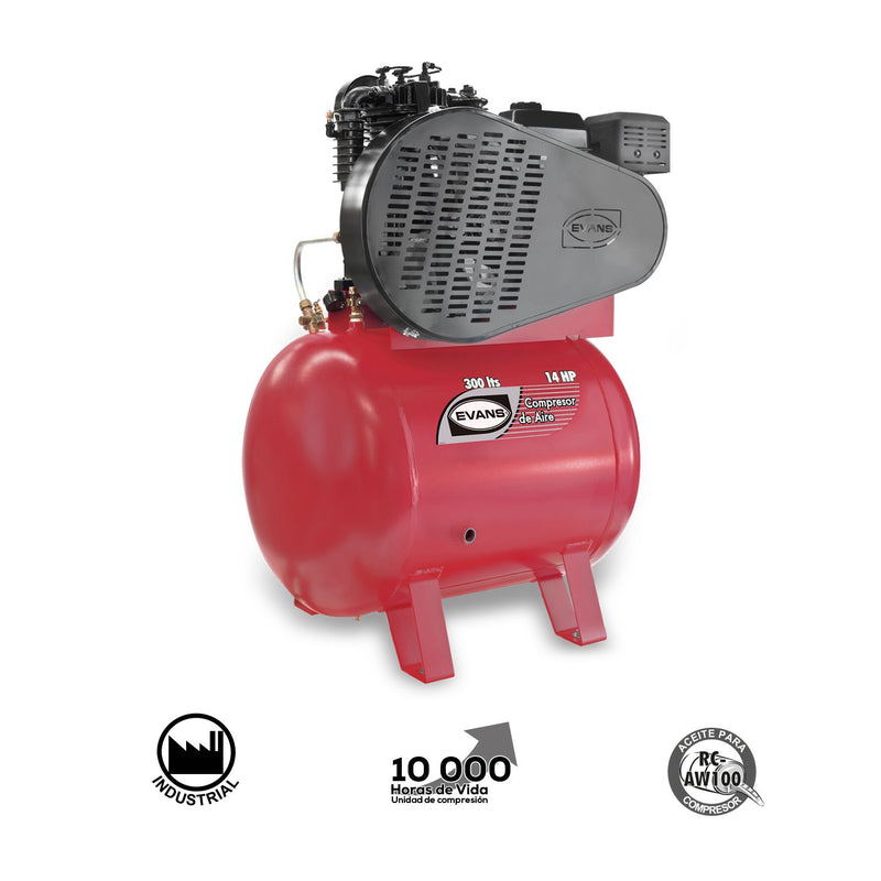 Compresor de Aire 2 Etapas 14HP 300L GASOLINA THUNDER MOTOR 5 HP