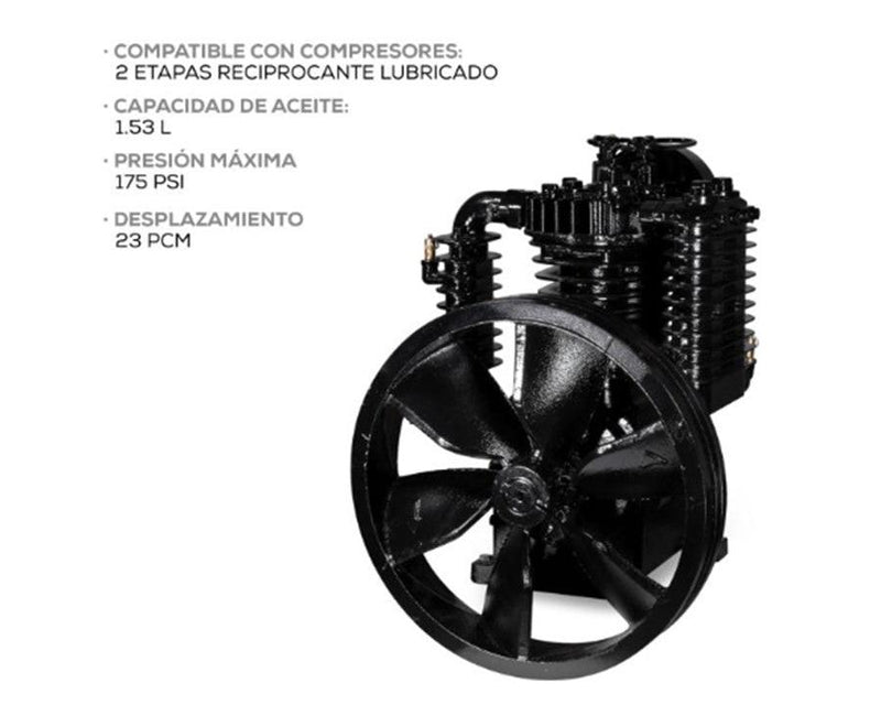Cabezal de pistón 5 HP para compresor Lubricado