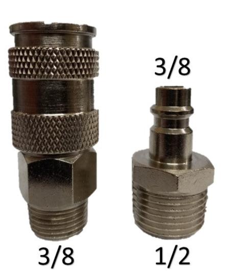 Juego cople rapido macho de 3/8 X 3/8 npt y espiga macho de 1/2 X 3/8 npt