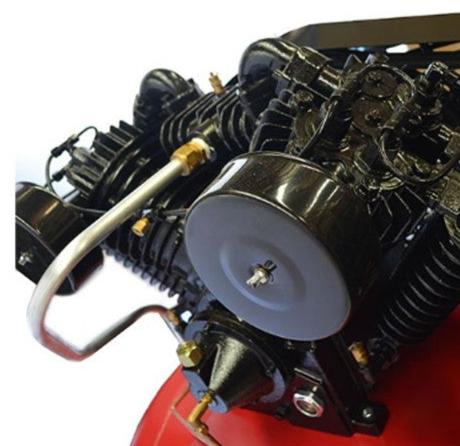 Compresor de aire lubricado de 2 etapas con motor eléctrico de 10 HP y tanque de 500L.