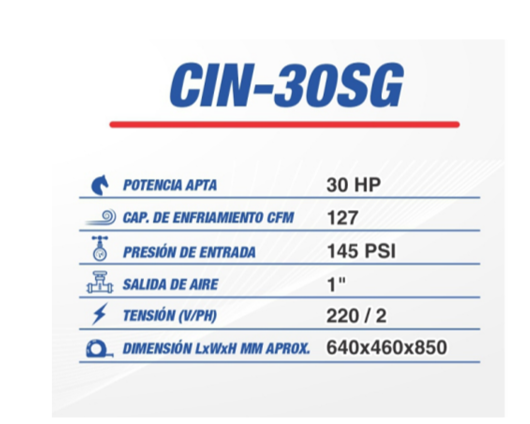 Secador refrigerativo CIN-30SG 127 CFM 220 V CINCINNATI INDUSTRIAL AIRLINE