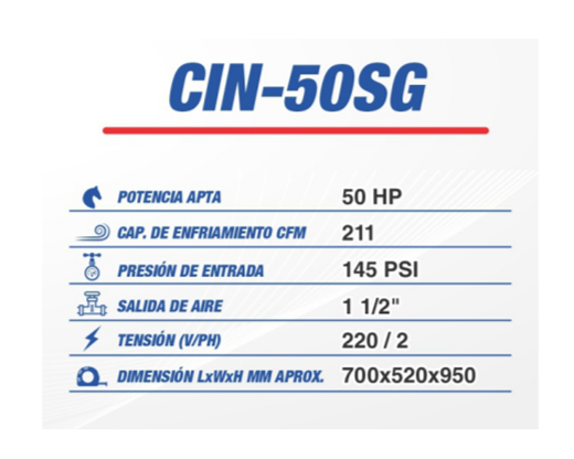 Secador refrigerativo CIN-50SG 211 CFM 220 V CINCINNATI INDUSTRIAL AIRLINE