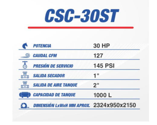 Compresor de tornillo con tanque CSC-30ST CINCINNATI INDUSTRIAL AIRLINE 30 HP 145 PSI