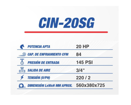 Secador refrigerativo CIN-20SG 84 CFM 220 V CINCINNATI INDUSTRIAL AIRLINE