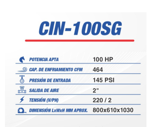 Secador refrigerativo CIN-100SG 464 CFM 220 V CINCINNATI INDUSTRIAL AIRLINE