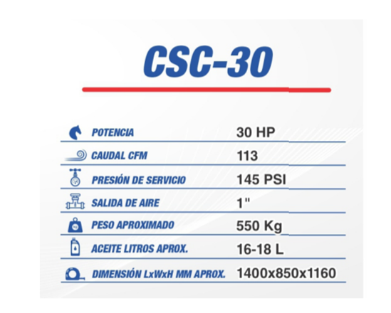 Compresor de tornillo CSC-30 CINCINNATI INDUSTRIAL AIRLINE 30 HP 145 PSI