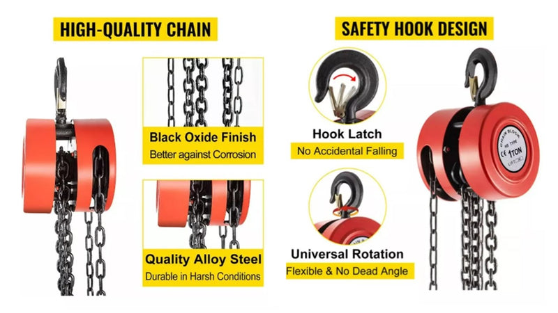 Polipasto Garrucha Manual de 1 Tonelada Con Cadena De 3 Metros