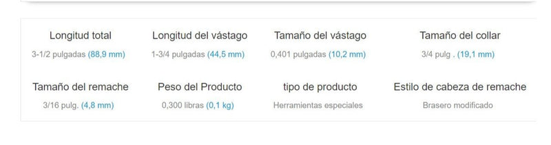 Suaje O Buterola 3/16 Para Remache Redondo, 0.401 PuLG 1610 Brazier modificado