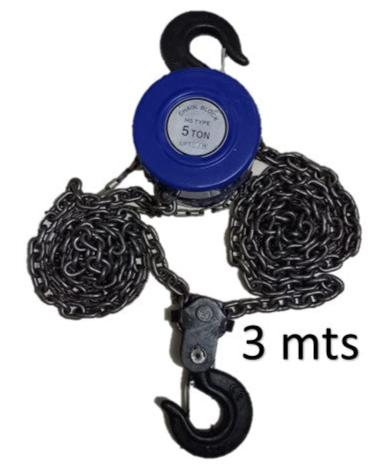 Polipasto Garrucha Manual de 5 Toneladas Con Cadena de 3 Metros