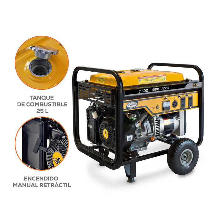 Generador Monofásico EVANS 7,500W - Potencia y Versatilidad para Todo Tipo de Trabajo