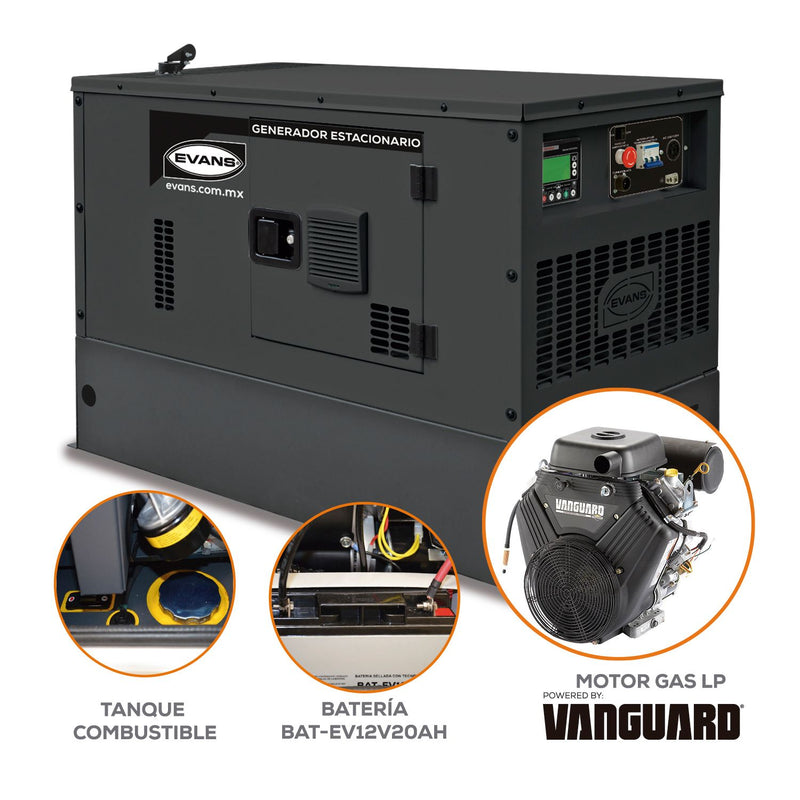 Generador Monofásico EVANS 12kW Respaldo Energético Confiable para Industria y Hogar
