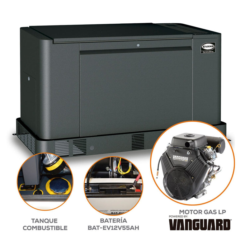 Generador Monofásico EVANS 16.6kW  –  Respaldo para Industrias y Negocios