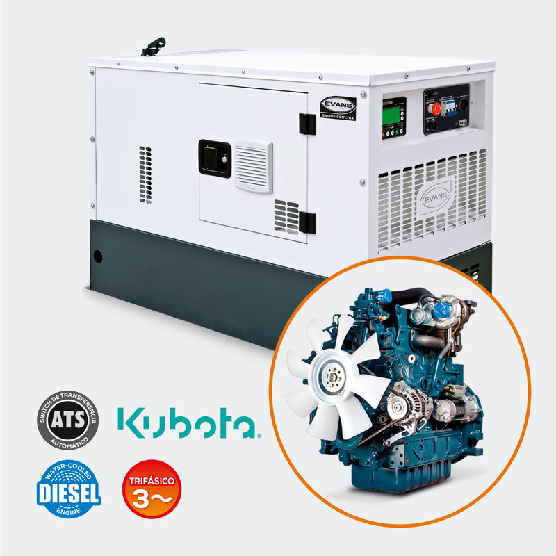 Generador Trifásico EVANS  - Energía de Respaldo Diésel de 11.1 kW