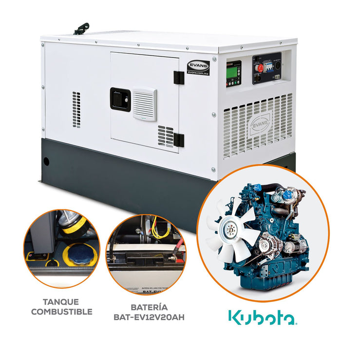 Generador Trifásico EVANS  - Energía de Respaldo Diésel de 11.1 kW